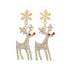 Snowflake with Deer Alloy Enamel Dangle Stud Earrings FS-WGC4262-01-1