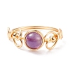 Natural Amethyst Braided Finger Ring RJEW-TA00042-02-1