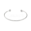 Non-Tarnish 304 Stainless Steel Textured Open Cuff Bangles for Women BJEW-S155-03P-2