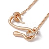 Crystal Rhinestone Snake Pendant Necklace with Alloy Curb Chains for Women LS-NJEW-I118-02KCG-3