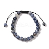 8mm Round Natural Blue Spot Jasper Braided Bead Bracelets BJEW-C067-01B-15-2