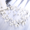 Zinc Alloy Plastic Pearl Beaded Tiered Necklaces NJEW-BB15215-3