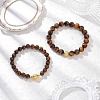 Natural Tiger Eye Stretch Bracelets for Couple BJEW-JB12178-1