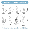 60Pcs 10 Styles Sun Moon Heart Tibetan Style Alloy Shoe Charms PALLOY-AB00262-2