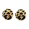 Leopard Print Brass Enamel Stud Earrings for Women EJEW-U055-15A-G-2