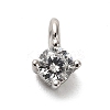 925 Sterling Silver Clear Cubic Zirconia Flat Round Charms STER-U009-07P-01-1
