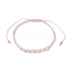 Adjustable Natural Rose Quartz & Seed Braided Bead Bracelets BJEW-JB10181-05-1
