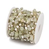 Natural Prehnite Nuggets & 316 Stainless Steel Handmade Link Chains CHS-K021-14G-06-2