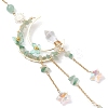 Wire Wrapped Natural Green Aventurine Chips Moon Hanging Ornaments HJEW-JM02621-01-4