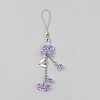Lily of the Valley Handmade Lampwork & Alloy Butterfly Pendant Decorations HJEW-WH20021-06A-1