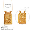 304 Stainless Steel Textured Rectangle with Sacred Heart Pendant Necklaces for Unisex WG14EDC-01-2