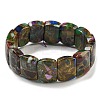 Synthetic Rectangle Gold Clinquant Stone Stretch Bracekets G-P549-01B-1