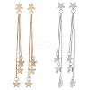 2 Pairs 2 Colors Alloy Star Tassel Dangle Stud Earrings for Women EJEW-AN0001-57-1