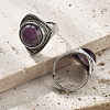 Natural Amethyst Adjustable Rings G-P560-03AS-07-2