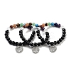 Natural Obsidian Round Beaded Chakra Stretch Bracelets BJEW-K251-01F-1