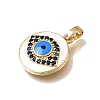 Brass Micro Pave Cubic Zirconia with Blue Enamel Pendants CU-CBAA556-09B-2