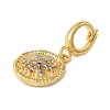 Christmas Brass Rhinestone Flat Round Pendant Decorations KK-H498-01G-04-2