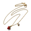 304 Stainless Steel Red Enamel Pendant Necklaces for Women NJEW-U043-02B-G-4