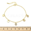 Brass Micro Pave Clear Cubic Zirconia Charm Bracelets for Women BJEW-C083-07G-5