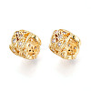 Brass Micro Pave Clear Cubic Zirconia European Beads KK-N276-19G-1