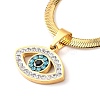 304 Stainless Steel Rhinestone Snake Chain Evil Eye Pendant Necklaces NJEW-K273-02G-2