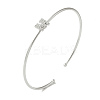 Rack Plating Brass Micro Pave Clear Cubic Zirconia Letter Open Cuff Bangles BJEW-A018-01P-M-1