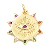Rack Plating Brass Micro Pave Cubic Zirconia Pendants KK-Z071-77G-02-1