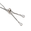 Brass Pave Clear Cubic Zirconia Square Slider Bracelet Making BJEW-U005-02P-3