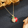 Brass Enamel Fruit Pendant 201 Stainless Steel Cable Chain Necklaces for Women WG879D2-05-1