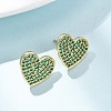 Heart Brass Micro Pave Cubic Zirconia Stud Earrings EJEW-H178-01G-03-1