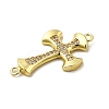 Brass Clear Cubic Zirconia Cross Connector Charms ZIRC-I070-016G-2