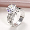 Brass Micro Pave Cubic Zirconia Finger Rings for Women FS-WGB56BB-05-1