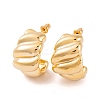 Twist C-Shaped Brass Half Hoop Stud Earrings for Women LS-EJEW-G391-17G-2