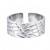 Non-Tarnish 304 Stainless Steel Textured Open Cuff Ring RJEW-T023-38P-1