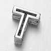 Platinum Plated Brass Micro Pave Cubic Zirconia Letter Slide Charms ZIRC-E015-04T-2