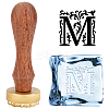 1Pc Pear Wood Handle with 1pc Brass Stamp Head DIY-OC0012-40B-1