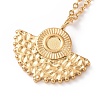 Ion Plating(IP) 304 Stainless Steel Fan Pendant Necklace for Women NJEW-E014-04G-1