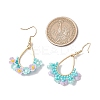 Resin & Glass Seed Beads Teardrop Dangle Earrings EJEW-MZ00401-02-3