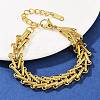 304 Stainless Steel Link Chain Bracelets for Women BJEW-C113-01G-3