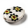 Handmade Printed Porcelain Beads PORC-F005-01D-3