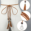 3Pcs 3 Colors Bohemian Imitation Leather Braided Tassel Wrap Chain Belts AJEW-GF0011-98-5