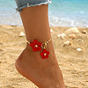 Flower Alloy & CCB Plastic Charm Iron Snake Chain Anklets FS-WGEA5BB-07-1