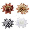 4Pcs 4 Colors 3D Flower Pattern Polyester Fabrics Computerized Embroidery Cloth Sew on Appliques PATC-NB0001-15C-1