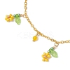 Faceted Round Natural Howlite & Glass Seed Beaded Flower Tassel Brass Cable Chain Anklets for Women AJEW-MZ00007-01-4