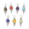 7Pcs 7 Styles Mixed Gemstone Round Connector Charms PALLOY-JF02268-02-1