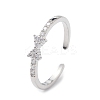 Clear Cubic Zirconia Bowknot Open Cuff Ring RJEW-C056-06P-1
