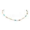 Natural Rose Quartz & Dyed Howlite & Rhodonite Heishi Beads and Natural Cultured Freshwater Pearl Rice Beaded Necklaces for Women NJEW-JN06294-01-3