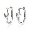 Brass Micro Pave Clear Cubic Zirconia Huggie Hoop Earring EJEW-T046-16P-NF-1