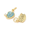 Rack Plating Brass Micro Pave Cubic Zirconia & Shell Pendants KK-I357-08G-2