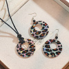 Leopard Print Pattern Round Acrylic Pendant Necklaces and Dangle Earrings Sets WGC0DA0-04-1